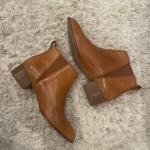 Madewell Cognac Leather Chelsea Ankle Boots